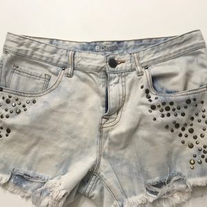 Studded jean shorts